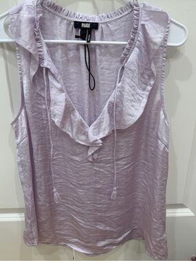 PAIGE Lilac Ruffle V-Neck Sleeveless Top NWOT M
